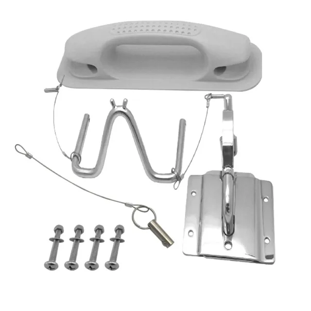 Boat Stainless Steel Insta-Lock Snap Quick Davits Set With Handle Pad new 3