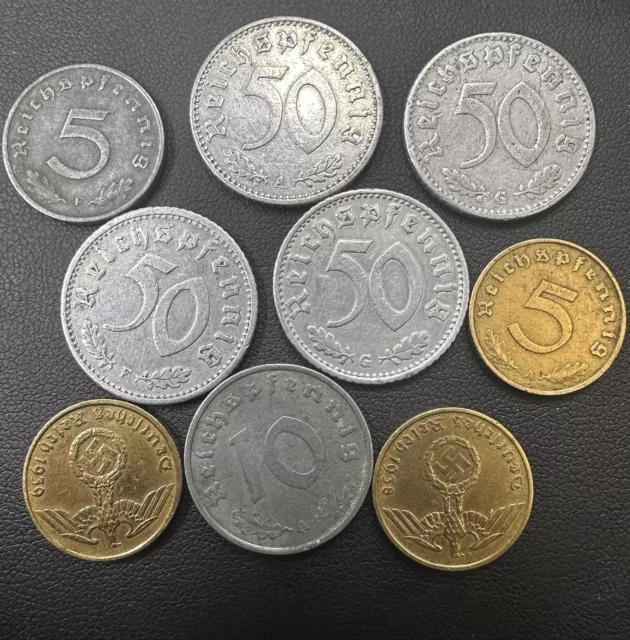 Third Reich Coin Lot Rare World War 2 German Zinc Reichspfennig Coins Lot