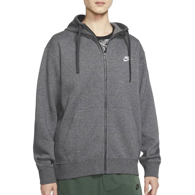 Nike Felpa da Uomo con Cappuccio e Full Zip Club Fleece Grigia Codice BV2645-071