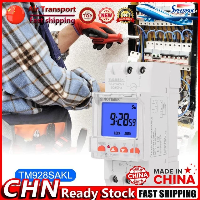 DIN RAIL WEEKLY Programmable Timer Switch Time Relay with Backlit LCD ...
