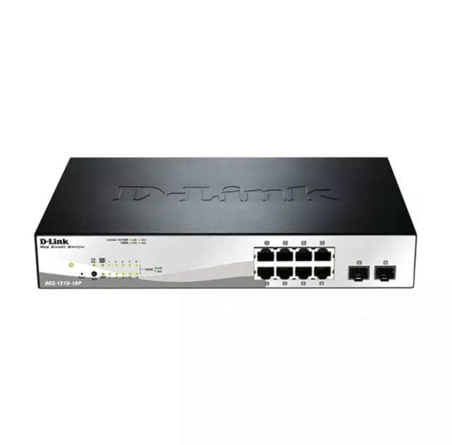 D-LINK DGS-1210-10P 10-Port Gigabit WebSmart PoE Switch with 8 PoE UTP and 2 SFP