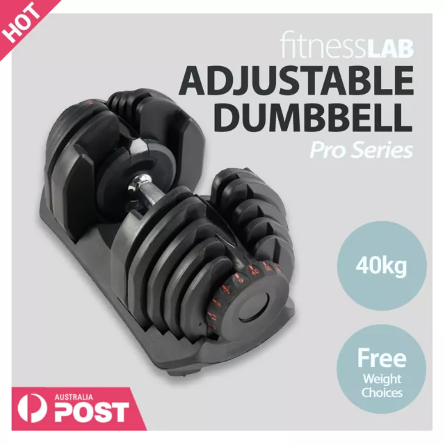 Fitnesslab 40kg Adjustable Dumbbells Set Weight Plates Home Gym Fitness Exercise