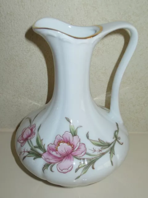 ROYAL PORZELLAN BAVARIA KPM GERMANY Handarbeit PINK FLORAL PORCELAIN JUG