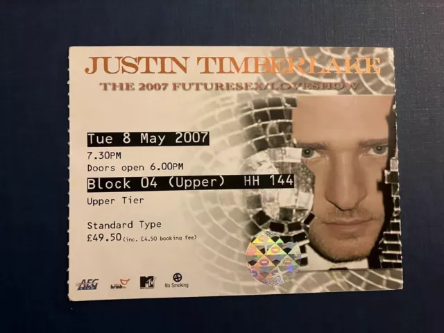 JUSTIN TIMBERLAKE Ticket Stub - Birmingham - 8th May 2007 Concert Memorabilia 2