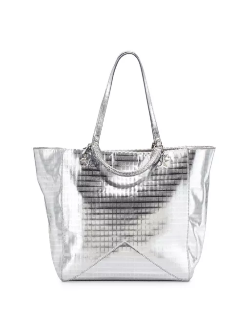 Rafe New York Joey Silver Metallic Leather Tote Bag