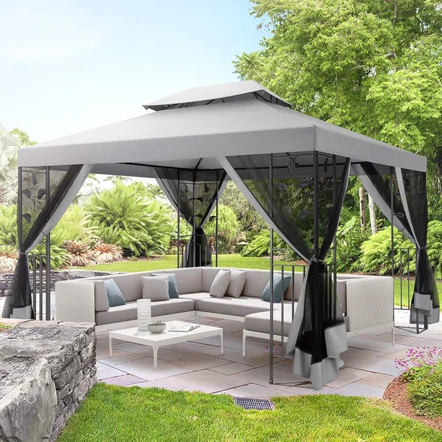 Pavillon WASSERDICHT 3x3m/3x4m Metall Festzelt Gartenzelt Partyzelt Moskitonetz 2