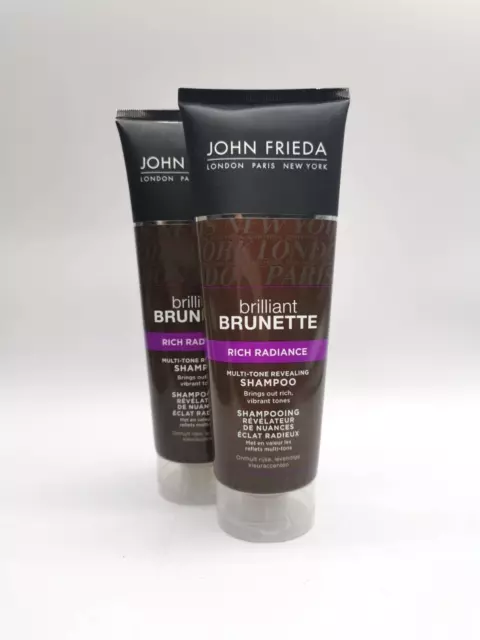 2x John Frieda Brilliant Brunette-Rich Radiance Multi-Tone Shampoo 250ml G187