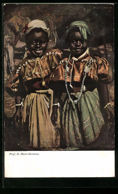 CPA Zwei afrikanische Fille in hübschen Kleidern