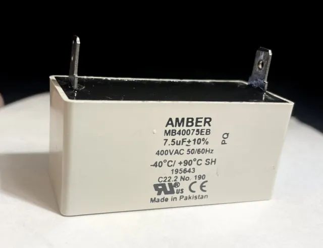OEM REZNOR 195643 Blower Motor Start Capacitor Amber MB40075EB 7.5 uF 🔥Checked