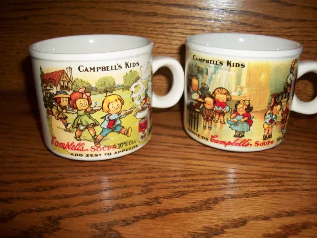 Campbells Soup Kids Replica 1910 Souvenir Postcard Mug VINTAGE set of 2-EUC