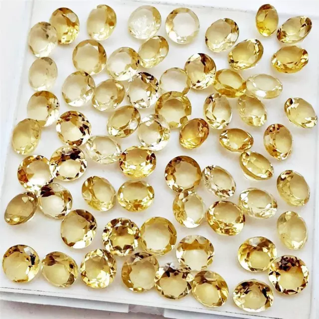 Wholesale Lot 5mm to 9mm Round Facet Natural Citrine Loose Calibrated Gemstone