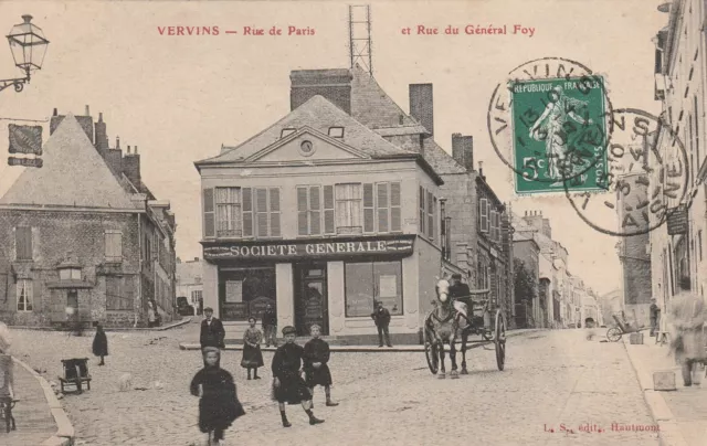 CPA 02 VERVINS Rue de Paris and Rue du Général Foy