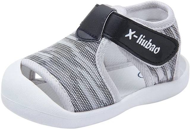 Baby Summer Sandals Breathable Mesh Rubber Sole, Grey, Size 18-21 Months