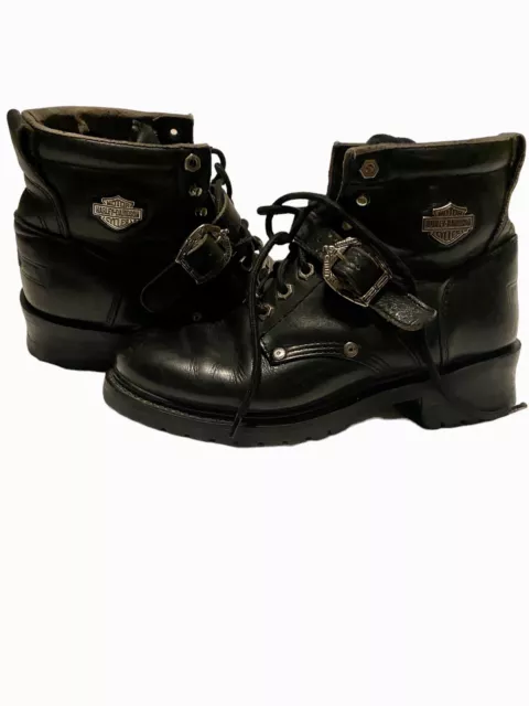 Harley Davidson Steel Toe Motorcycle Work Boots Black Leather Riding Womens 91/2