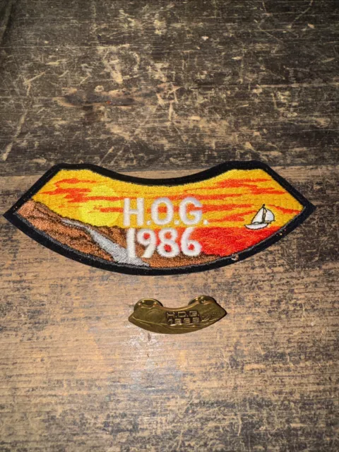 HOG Harley Owners Group 1986 Patch & Rocker Pin NEW Unused  Harley Davidson