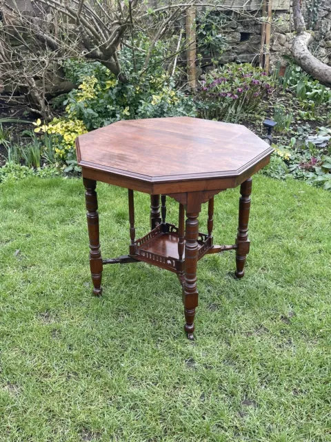 Antique Hexagonal Side / Flower / Console Mahogany Hall Table