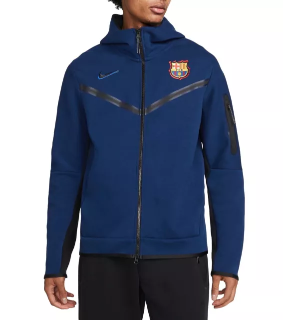Nike Fc Barcelona Tech Fleece Full Tracksuit 21/22 Blue Mens Size M Dh7827-492
