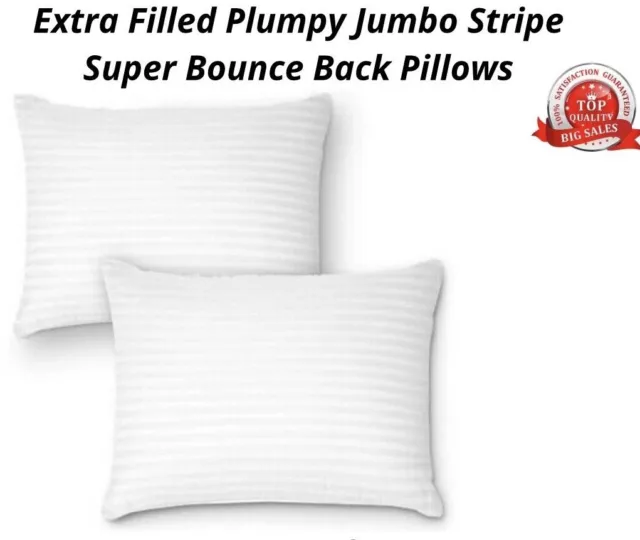 Quilted Pillows Hotel Quality Super Firm Bounce Back Extra Filled  Hollowfibre 