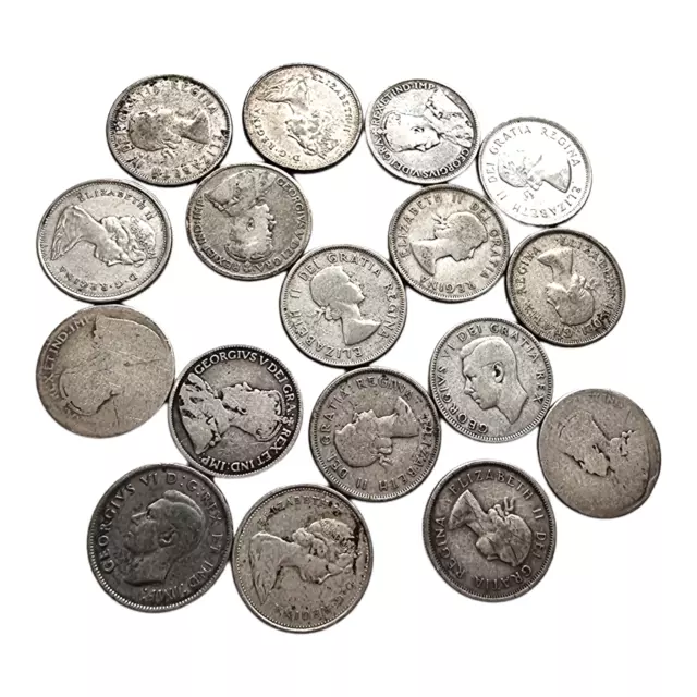 Canada 25 Cents argent George V / VI / Elizabeth II - LOT 17 monnaies diverses