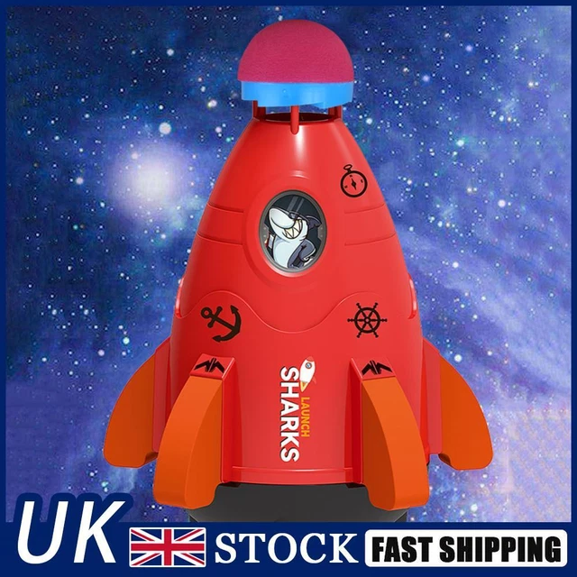 Space Rocket Sprinklers Rotating Water Powered Launcher Summer Fun Toys (Red)