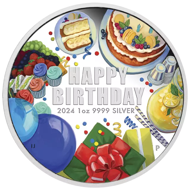 2024 Happy Birthday 1oz Silver Proof Coloured Perth Mint Coin in Gift Card 2