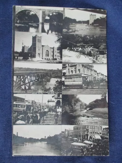 RP Winfield Kansas Multi View Postcard 1908 Postcard w/ Trolley Views