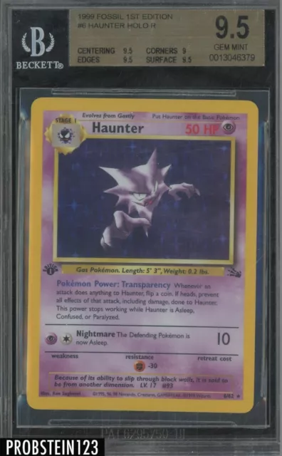 1999 Pokemon Fossil 1st Edition #6 Haunter - Holo BGS 9.5 GEM MINT
