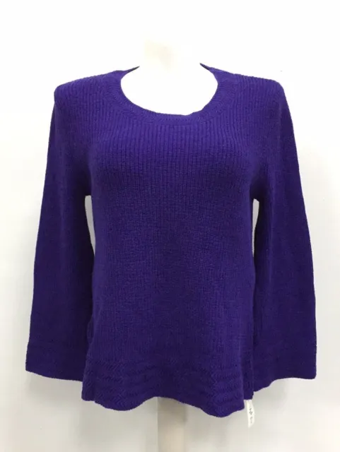 Style & Co Flare-Sleeve Contrast-Border Sweater (Midnight Iris, XL) Pre-Owned