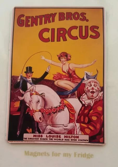 VINTAGE EARLY 1920's GENTRY BROS. CIRCUS POSTER FRIDGE MAGNET - M710 PDF