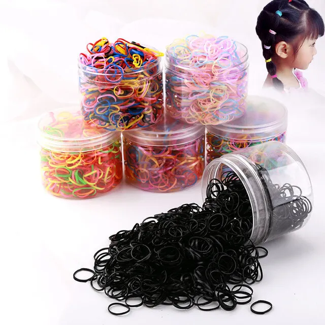 500pcs Colorful Small Elastic Hair Bands Rubber Cute Girls Kids Ponytail Holder