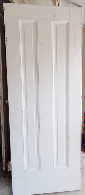 1800's Antique White Wood DOOR Interior Two Raised Panel Door