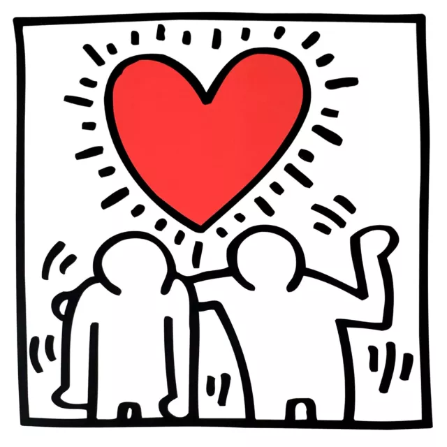 Keith Haring Ser Mine 1987 Amor Rojo Corazón Garabato Pop Art Estampado New York