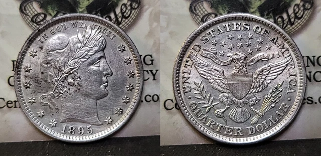 1895 P Barber Quarter 25c Cleaned