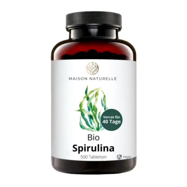 MAISON NATURELLE ® Bio Spirulina Tabletten 600 Stück - 100% Vegan - ohne Zusätze