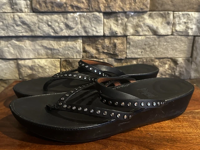 FitFlop Womens 11 Linny Criss Cross Toe Thong Sandal’s Size Rhinestones 3