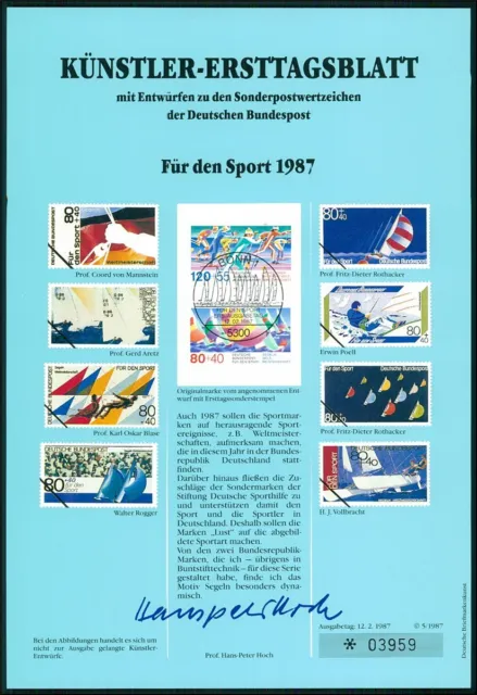 Germany Art-Sheet 1987/05 Sports Biathlon Sailing Boat Ships Unissued Drafts!!