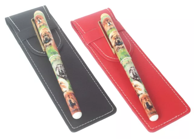 Chow Chow Breed of Dog Themed Pen Choice Red or Black Pen Case Perfect Gift