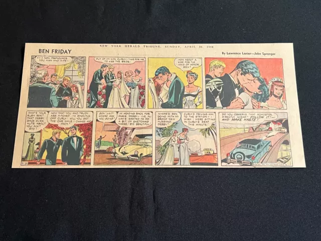 #01 BEN FRIDAY by John Spranger Lot of 2 Sunday Third Page Comic Strips 1950