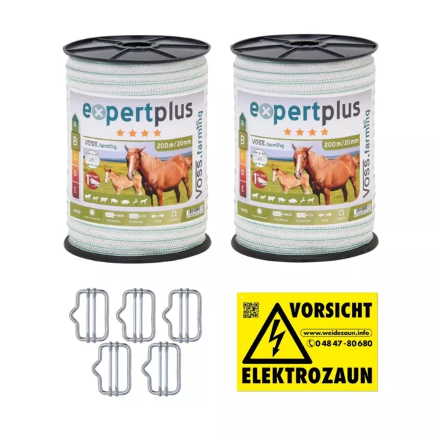 400m 20mm Weidezaun Band Elektro Zaun Ziege Pferd Pony Schaf Rinder Hund Schwein