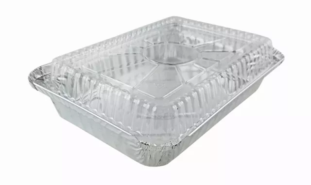 Handi-Foil 1 1/2 lb Oblong "Shallow" Take-Out Food Storage Container w/Dome Lid