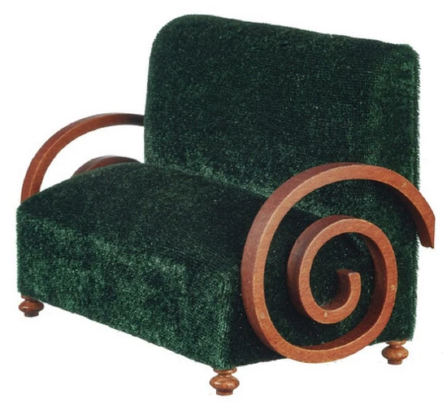 Maison de Poupées Canapé Art Déco Vert JBM Miniature Meuble de Salon 1:12