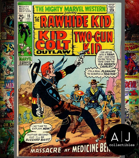 MIGHTY MARVEL WESTERN #15 FN + 6,5 1971 Kid Colt cuir brut enfant deux