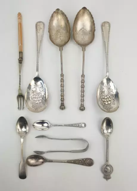 Job Lot Bundle of Silver Plate EPNS Antique Cutlery inc Pickle Fork Fruit Spoons