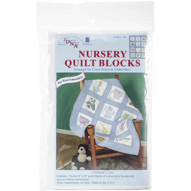 Jack Dempsey gestempelt weiß Kinderzimmer Quilt Blöcke 9""x9"" 12/er-Pack-Kinderzoo - 300
