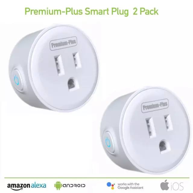 Wi-Fi Smart Plug Mini Outlets Smart Socket  for Alexa, Google Assistant  2-Pack