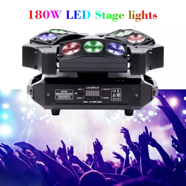 180W Beam Moving Head Strahl 9 RGB LED Bühnenlicht DMX Party Disco Show Spider