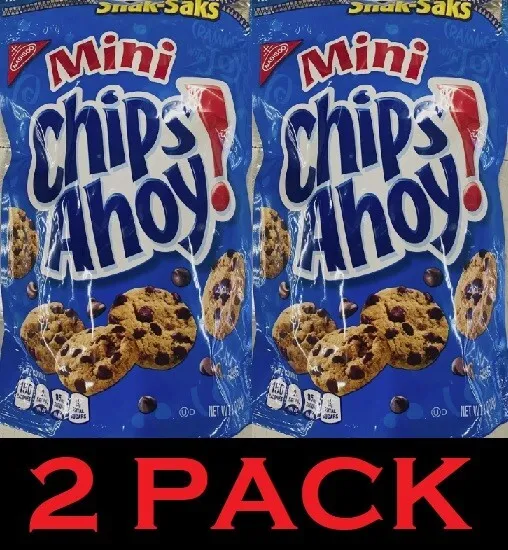 2x NABISCO Chips Ahoy Mini Chocolate Chip Cookies Snak Saks 8 oz Bag - 2 PACK