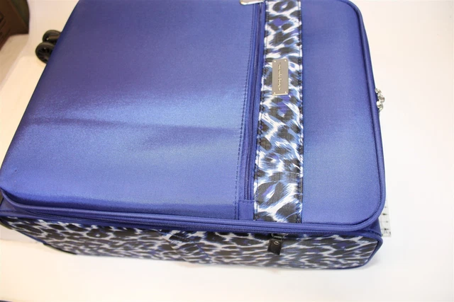 Samantha Brown Navy Leopard NEW 2PC Set Carry On & Tote Luggage S7655-47-2PC 2