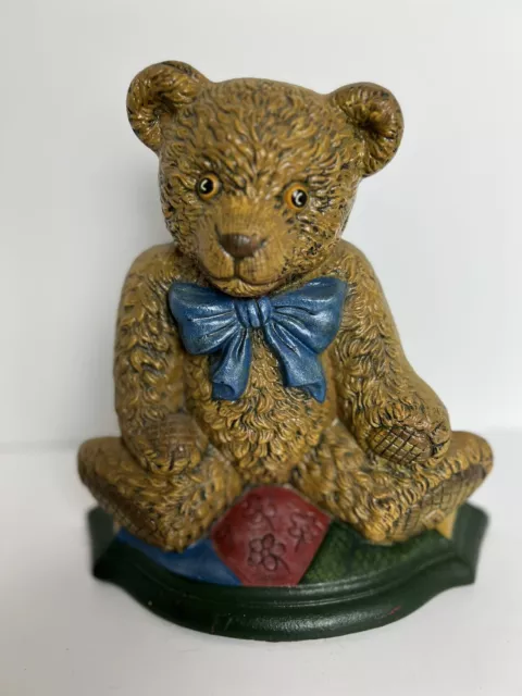 Vintage Teddy Bear Cast Iron Door Stopper Wright Studios TM Door Stop