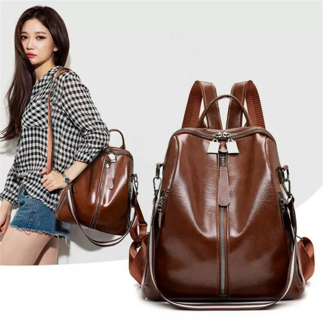 Womens PU Leather Handbags Backpack Travel Shoulder Bags Back To School Rucksack